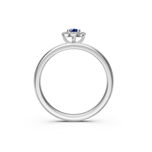 Sapphire Band Ring with Diamonds in White Gold R08410924
