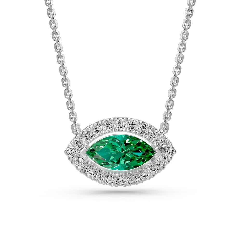 Tsavorite and Diamond Halo Necklace R36181224