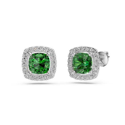 Diamond Earrings in White Gold with Tsavorites R37331224