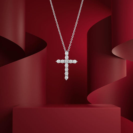 Diamond Cross Pendant in White Gold JFA199923