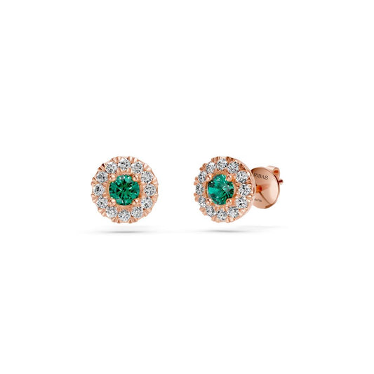 Green Sapphire and Diamonds Earrings in Rose Gold R02070325