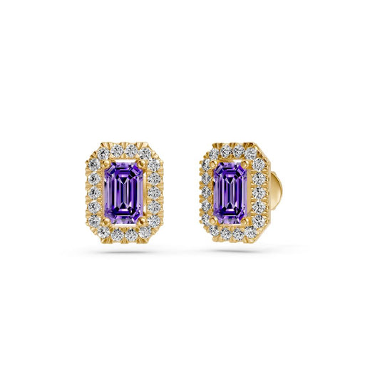 Diamond Earrings with Tanzanite in Yellow Gold R04070325