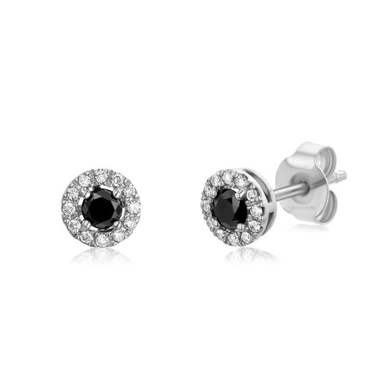 Black Diamond Earrings in White Gold JFA15862