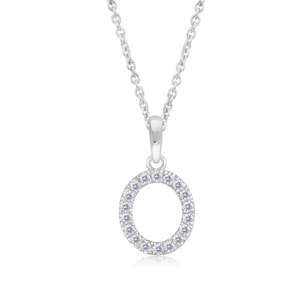 Diamond Letter O Pendant in White Gold JFA19717