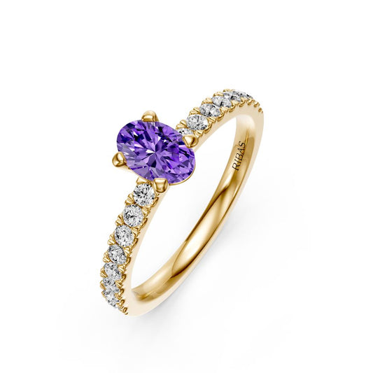 Diamond Ring with Tanzanite in Yellow Gold R04290325
