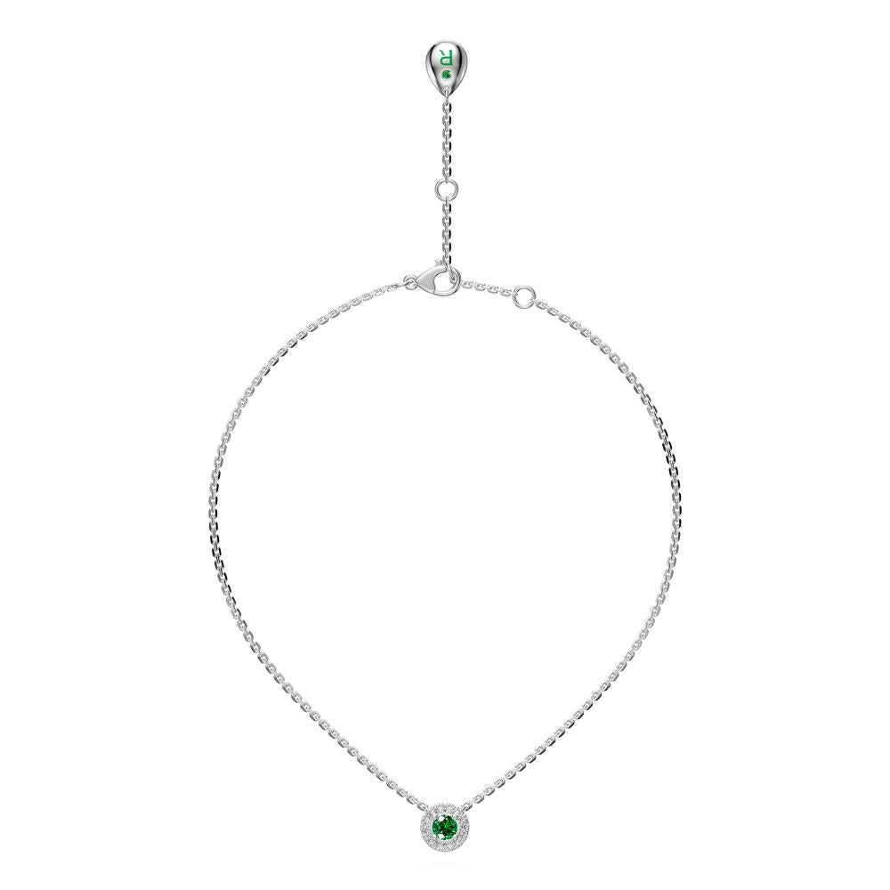 Tsavorite and Diamond Halo Necklace R35991224