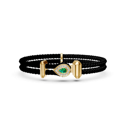 Leather Bracelet with Tsavorite and Diamonds AABR0231