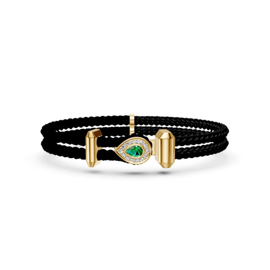 Leather Bracelet with Tsavorite and Diamonds AABR0231