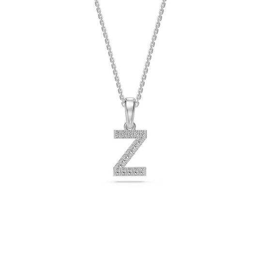 White Gold Mini Pendant Necklace with Diamonds, letter Z JFA198995