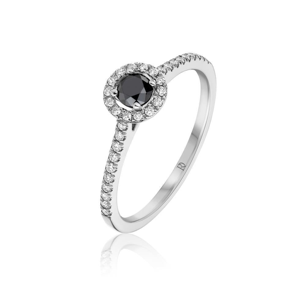 Black Diamond Ring in White Gold NA1277