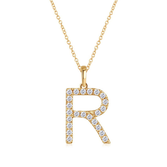 Diamond Letter R Pendant in Yellow Gold JFA9981