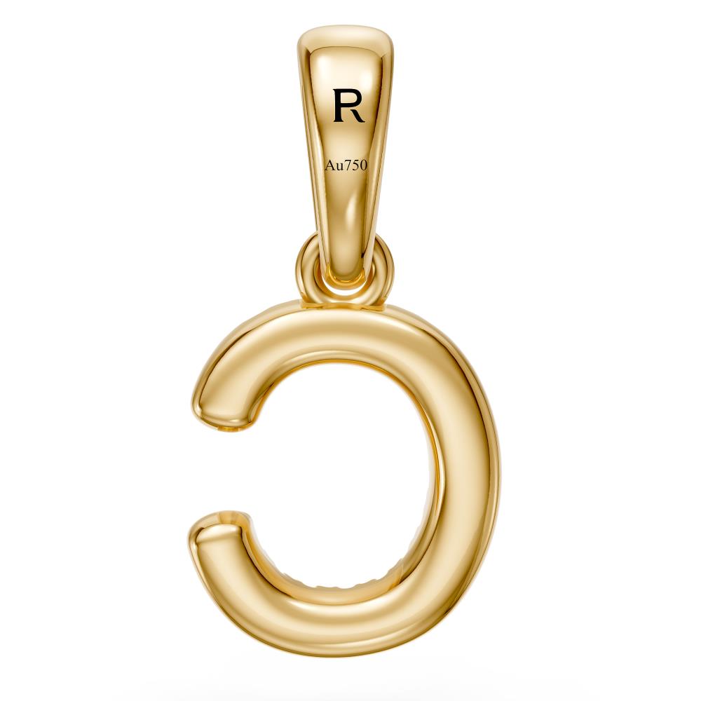 Yellow Gold Mini Pendant Necklace with Diamonds, letter C JFA199028