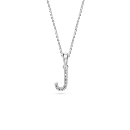 White Gold Mini Pendant Necklace with Diamonds, letter J JFA201733