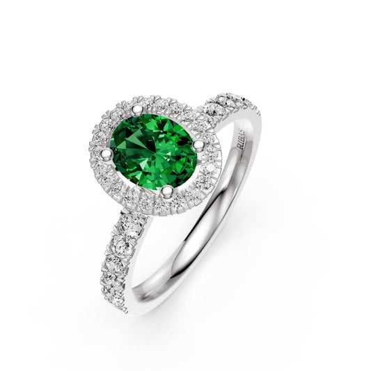 Diamond Ring with Tsavorite in White Gold R36131224
