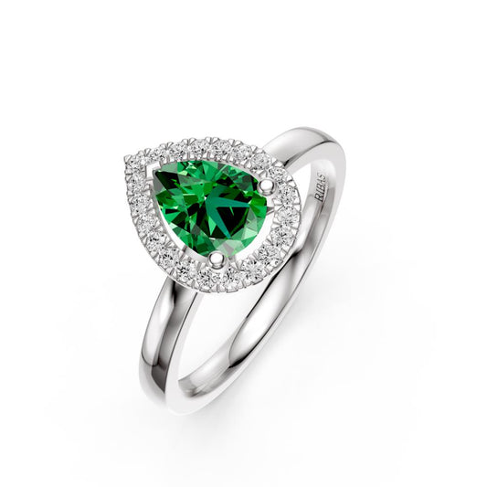 Diamond Ring with Tsavorites in White Gold R39091224