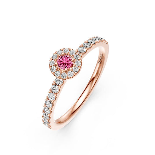 Diamond Ring with Pink Sapphire in Rose Gold R01980325