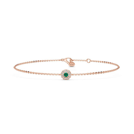 Green Sapphire Bracelet with Diamonds in Rose Gold R02190325