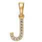 Yellow Gold Mini Pendant Necklace with Diamonds, letter J JFA199032