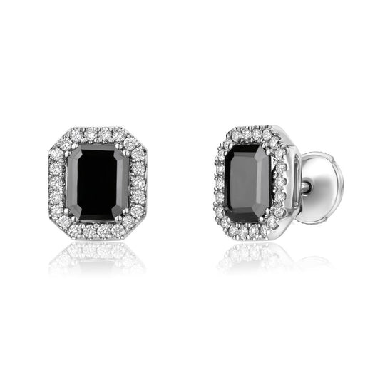 Black Diamond Earrings in White Gold NA0509