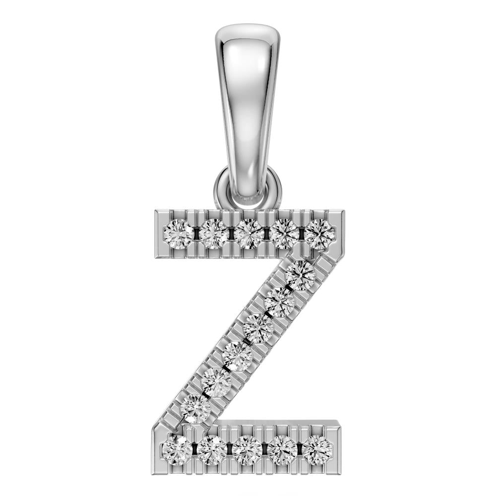 White Gold Mini Pendant Necklace with Diamonds, letter Z JFA198995