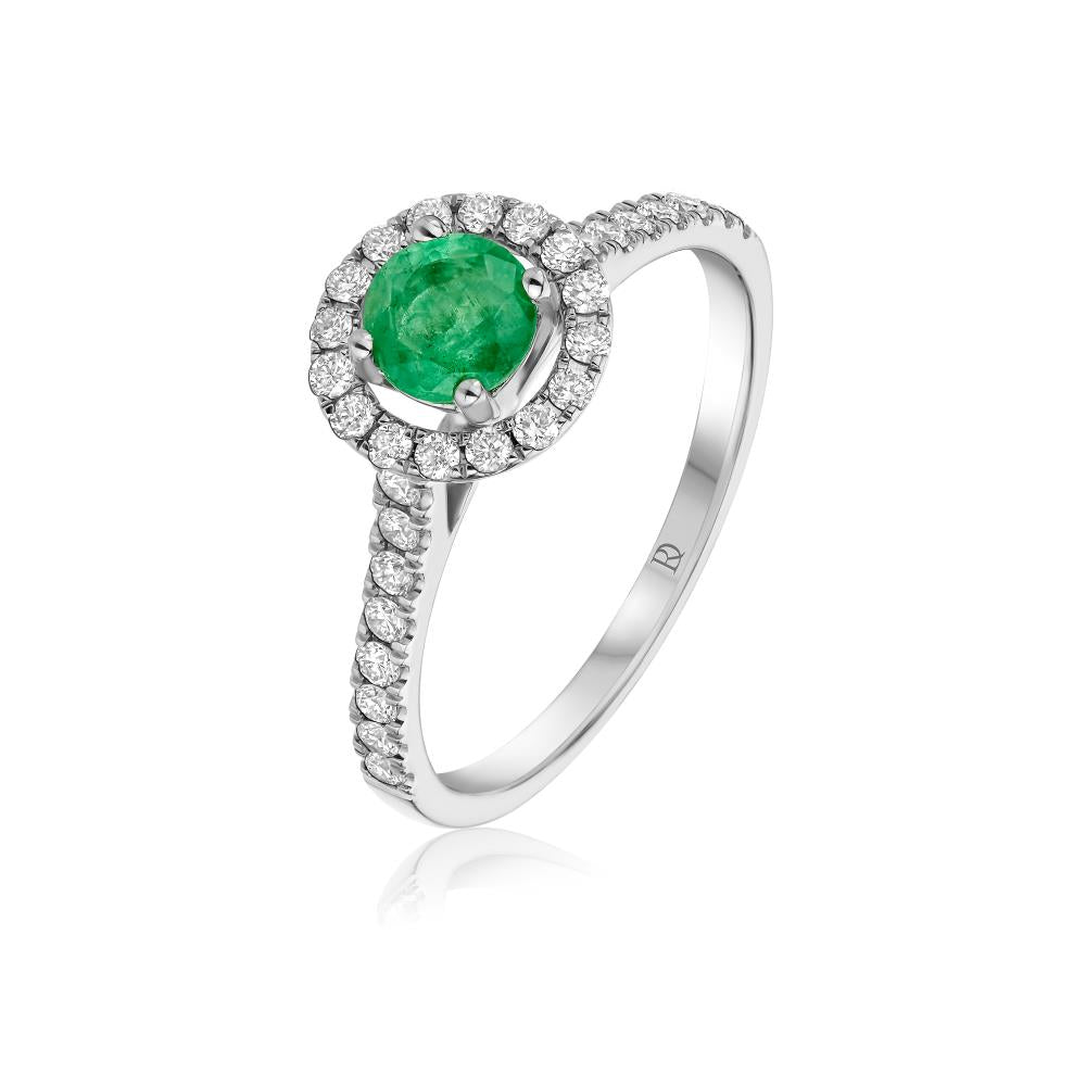 Emerald and Diamond Ring in White Gold JFA6327