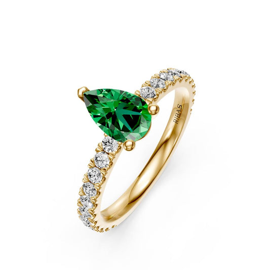 Diamond Ring with Tsavorites in Yellow Gold R39560125