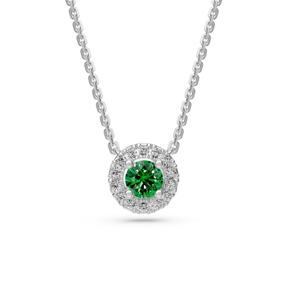 Tsavorite and Diamond Halo Necklace R35991224