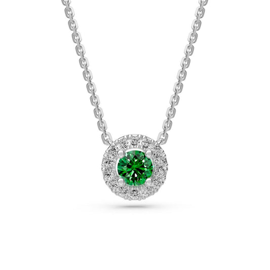 Tourmaline and Diamond Halo Necklace R35991224