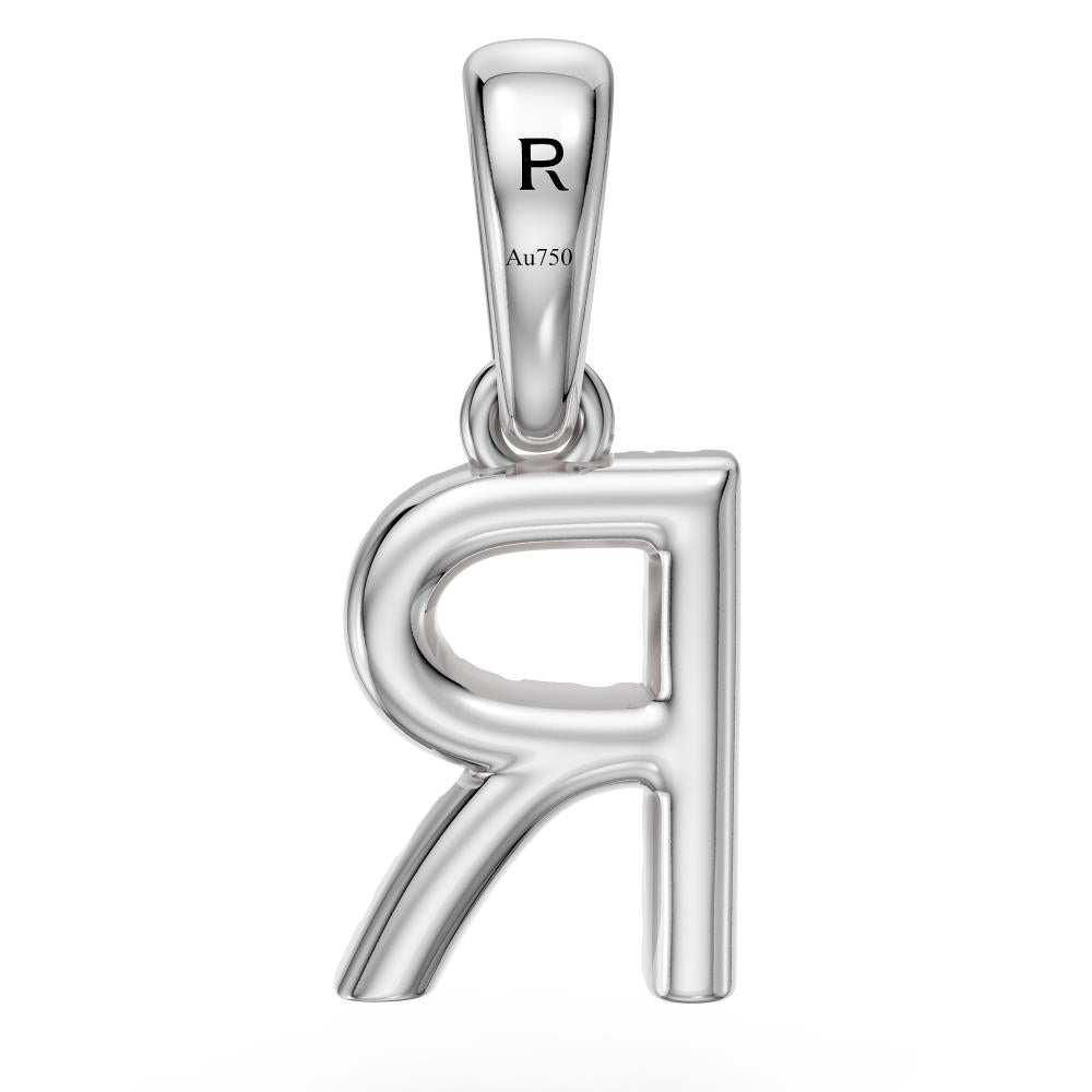 White Gold Mini Pendant Necklace with Diamonds, letter R JFA201727