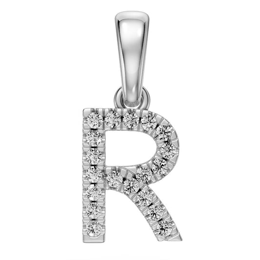 White Gold Mini Pendant Necklace with Diamonds, letter R JFA201727