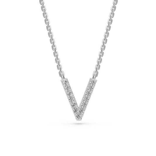 Diamond Letter V Pendant in White Gold R34971224