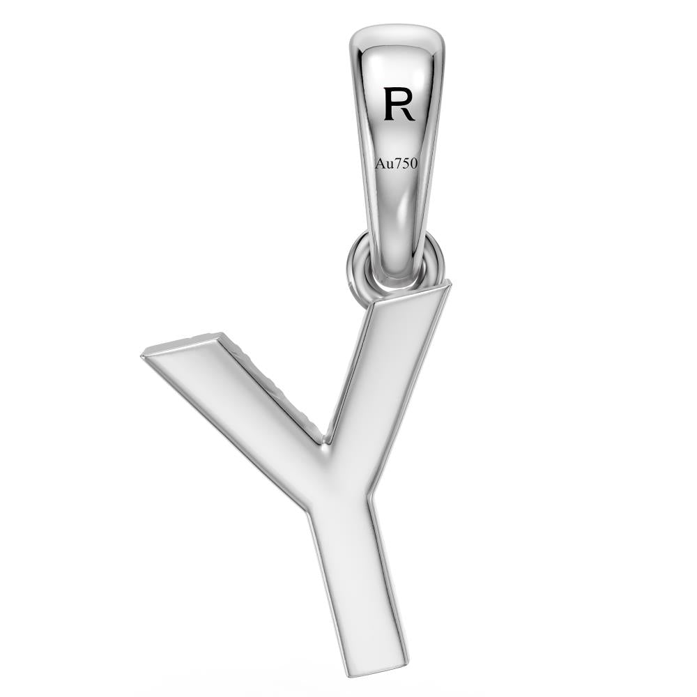 White Gold Mini Pendant Necklace with Diamonds, letter Y JFA199003