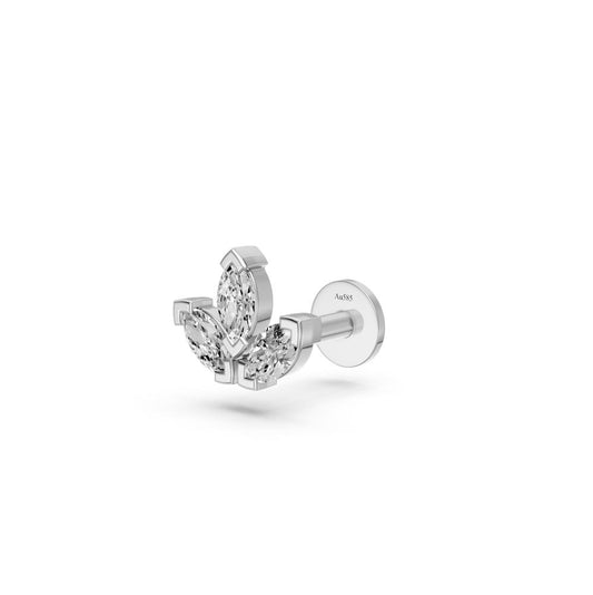 Trinity Marquise Diamond Piercing Stud in White Gold JFA15164