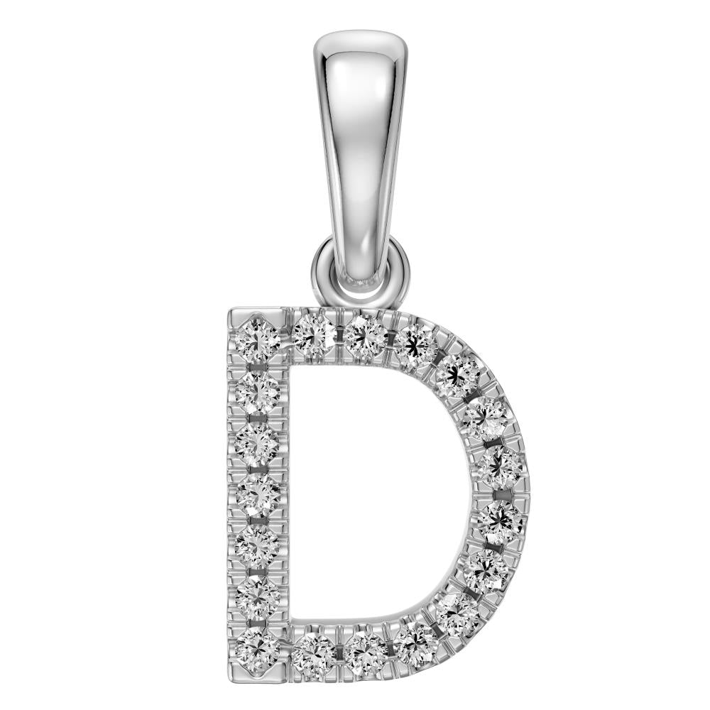 White Gold Mini Pendant Necklace with Diamonds, letter D JFA201728