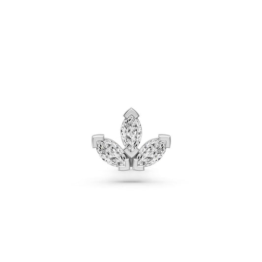 Trinity Marquise Diamond Piercing Stud in White Gold JFA15164