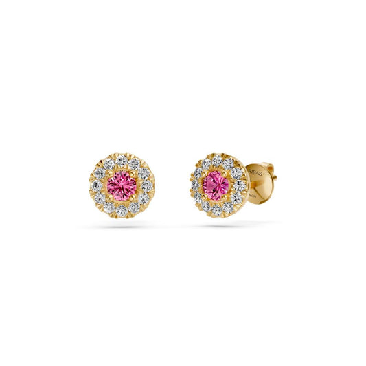 Pink Sapphire and Diamonds Earrings in Yellow Gold R01410325
