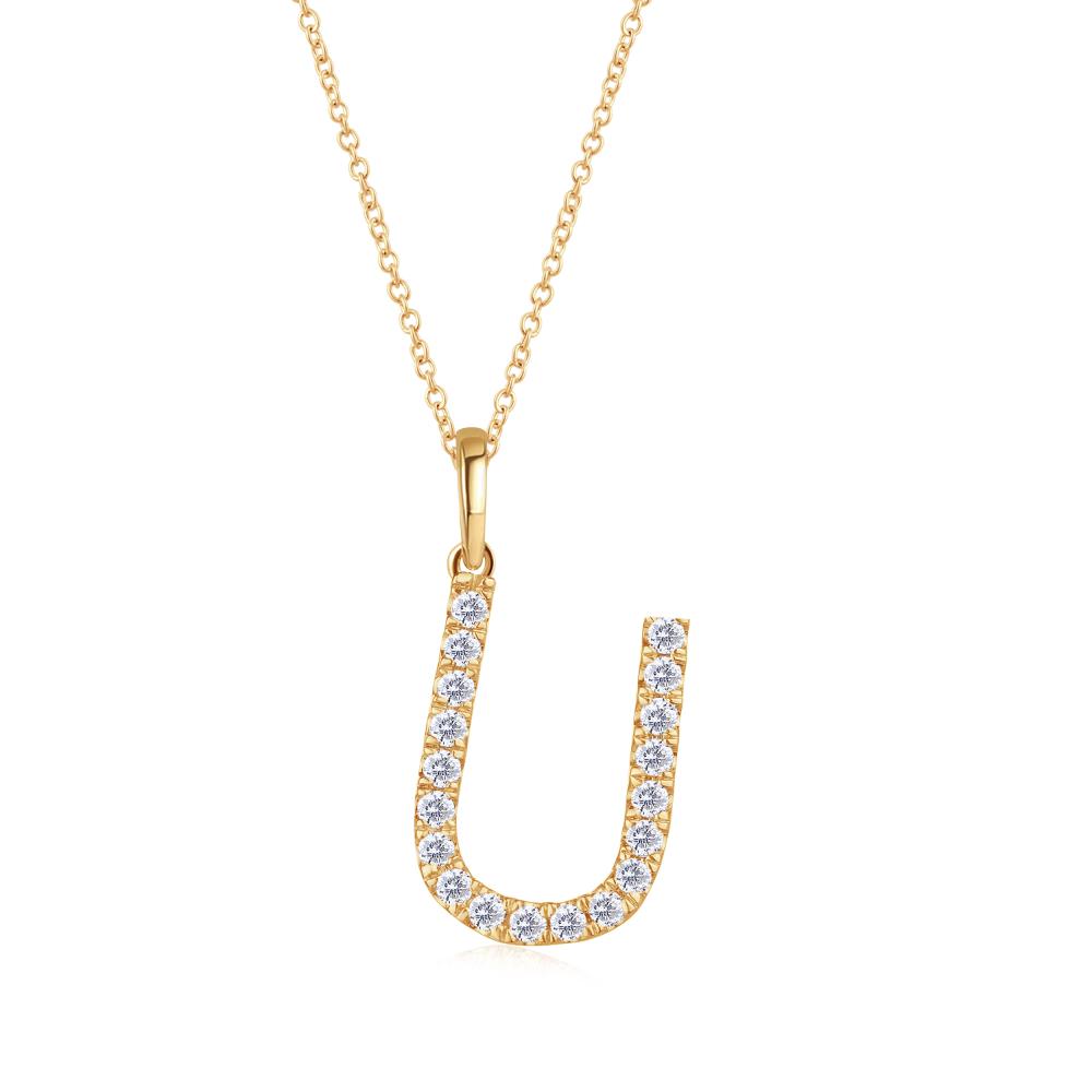 Diamond Letter U Pendant in 
Yellow Gold JFA9983