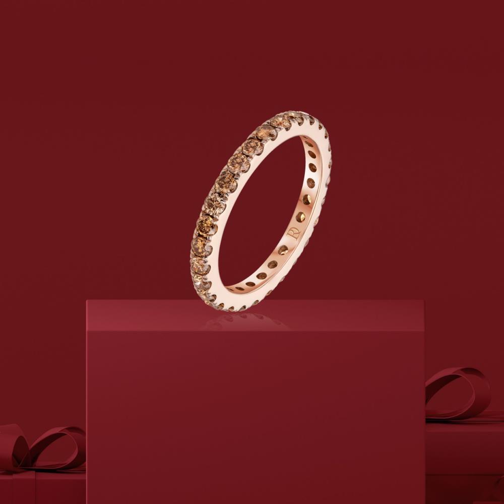 Cognac Diamond Band Ring in Pink Gold JFA199758