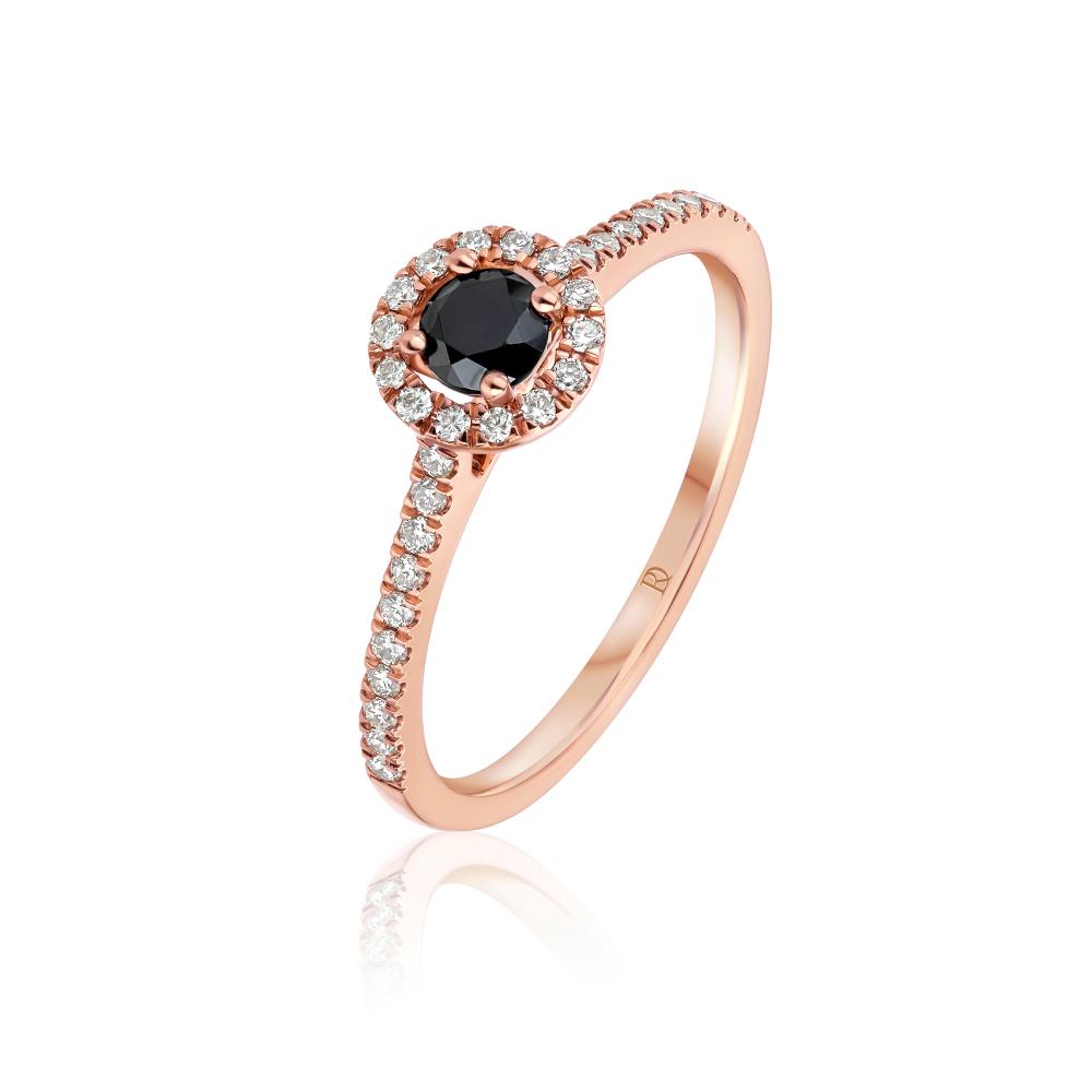 Black Diamond Ring in Rose Gold NA1275