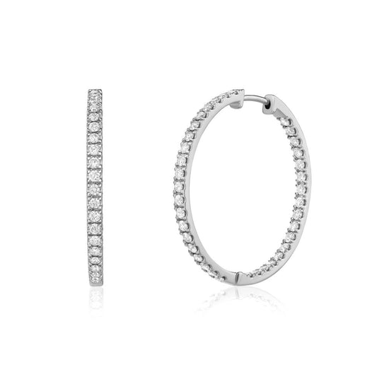 Diamond Hoop Earrings in White Gold JFA6060