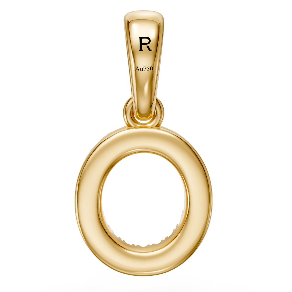 Yellow Gold Mini Pendant Necklace with Diamonds, letter O JFA199016