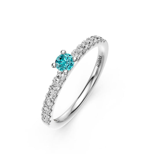 Diamond Ring with Tourmaline in White Gold R03660325