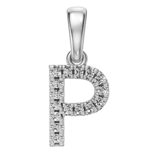 White Gold Mini Pendant Necklace with Diamonds, letter P