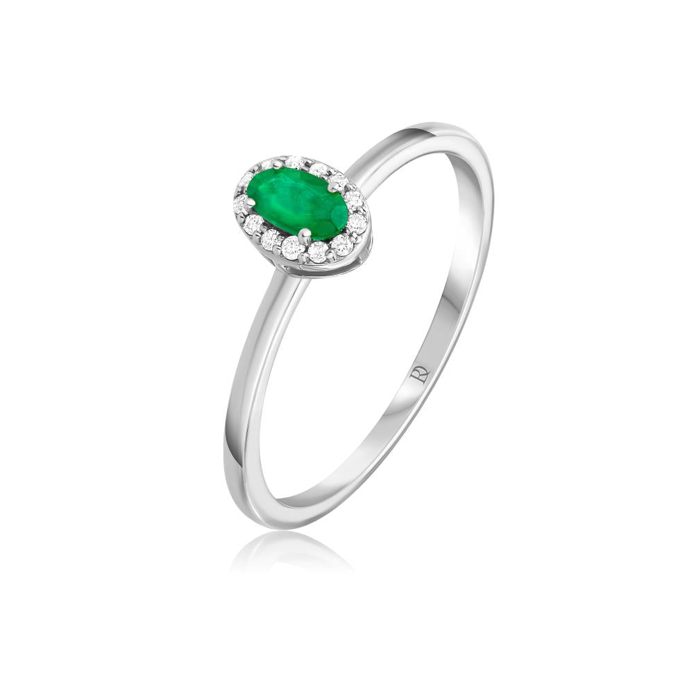 Emerald and Diamond Ring in White Gold JFA7963