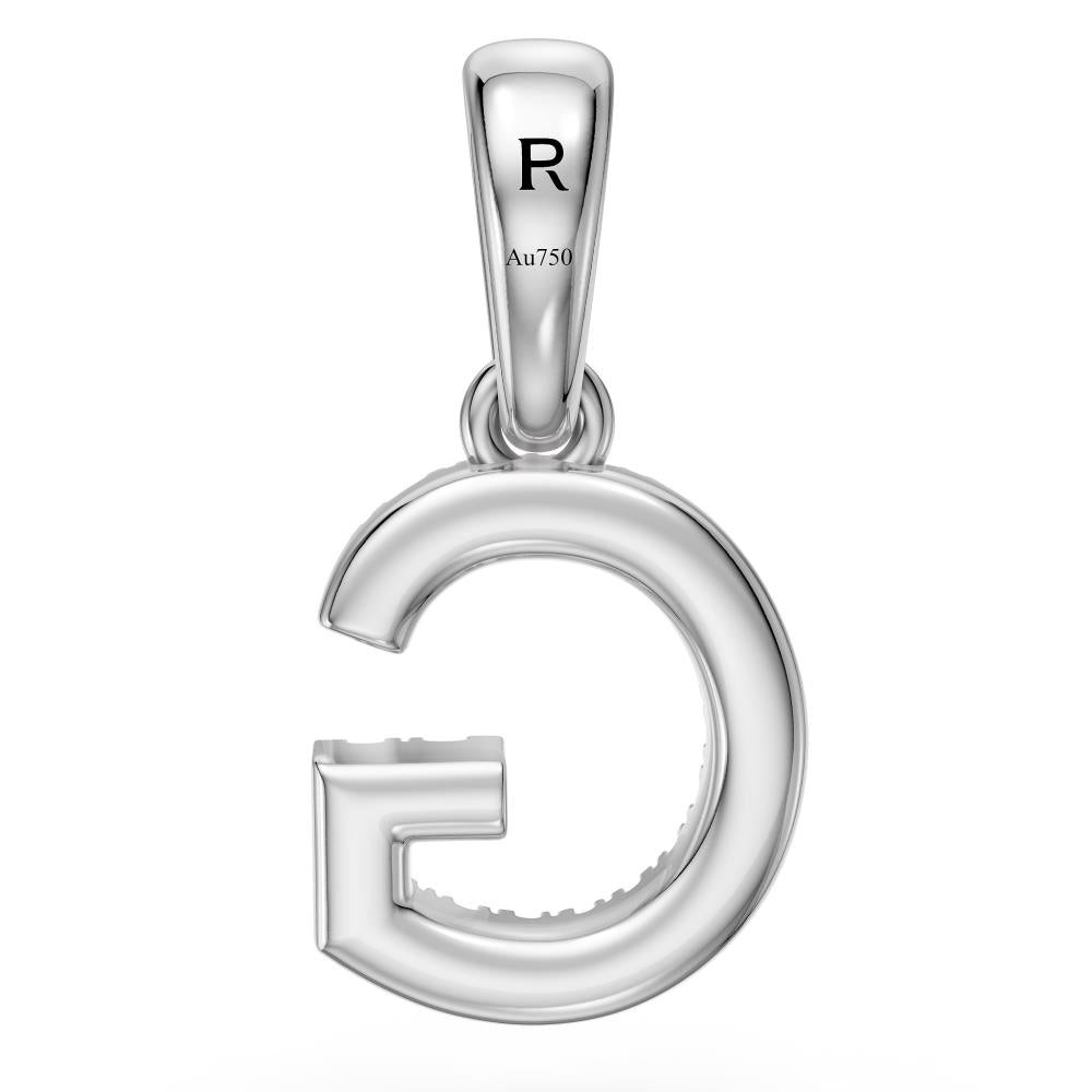 White Gold Mini Pendant Necklace with Diamonds, letter G JFA203546