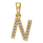 Yellow Gold Mini Pendant Necklace with Diamonds, letter N JFA199010