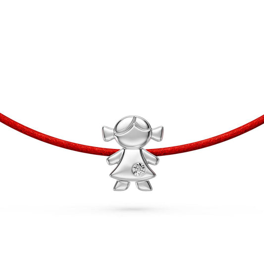 String Bracelet with Diamond in White Gold "Girl" R07340924