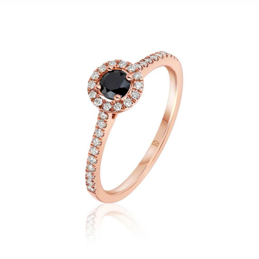 Black Diamond Ring in Rose Gold NA1275