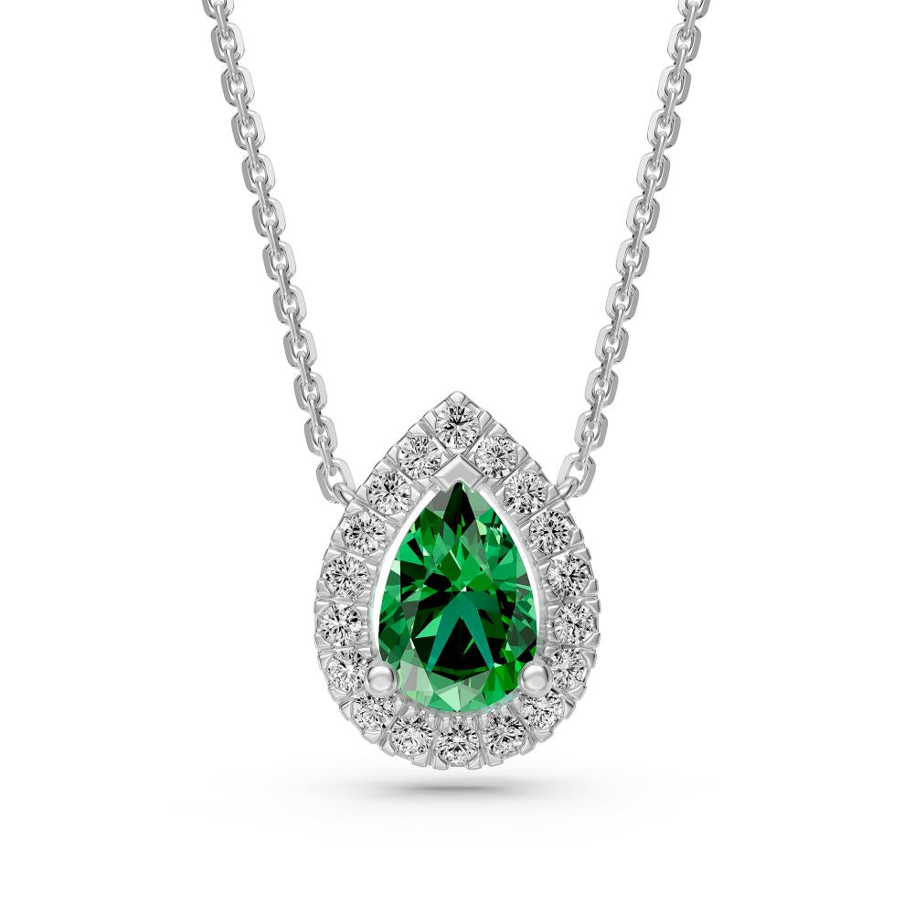 Tsavorite and Diamond Halo Necklace R36191224