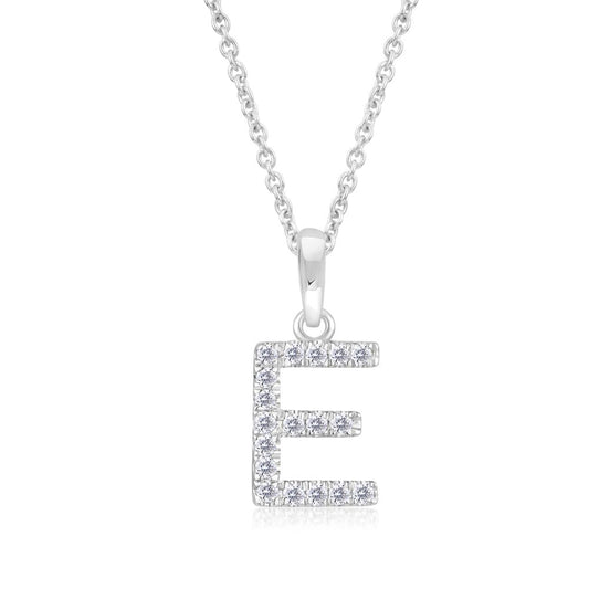 Diamond Letter E Pendant in White Gold JFA201741